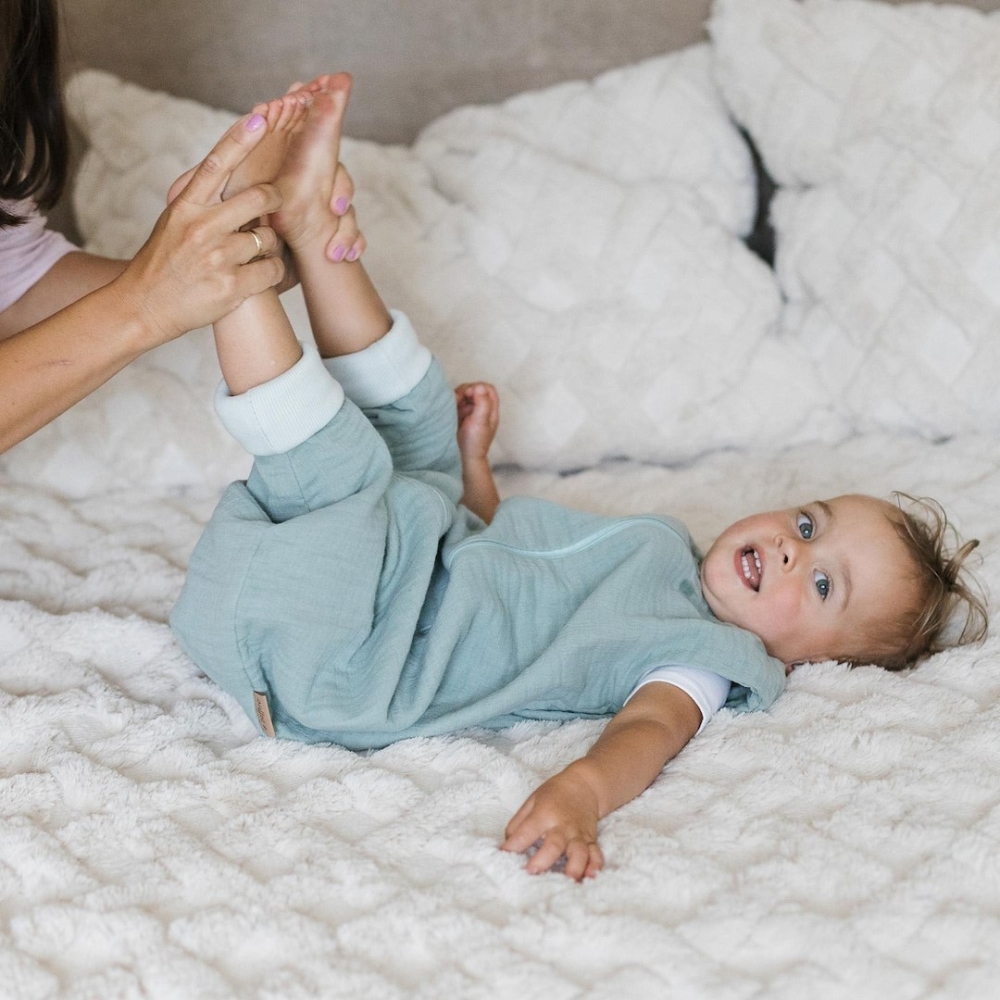 Miegmaišis su kojomis iš muslino, 0,5 TOG, „Malaga“, 1–2 m., mėtų spalvos